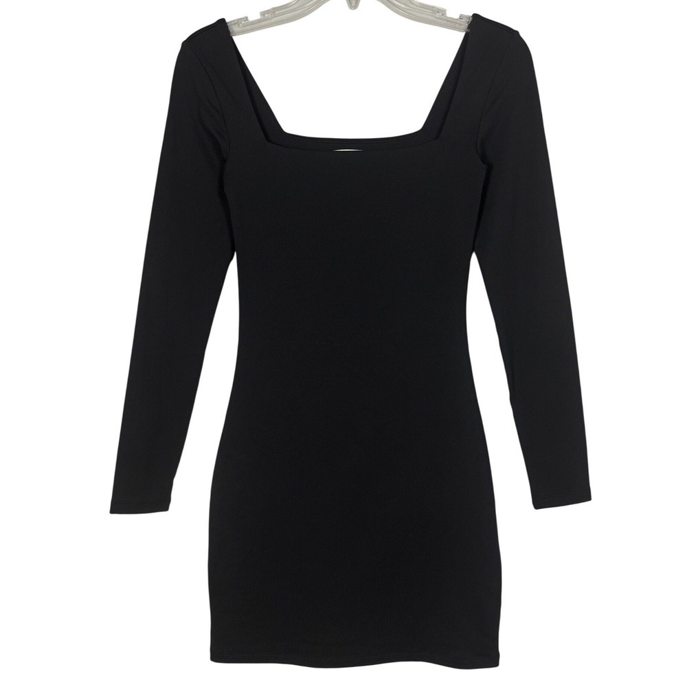 ARITZIA Babaton Contour Squareneck Longsleeve Mini Dress, Black, Size Small